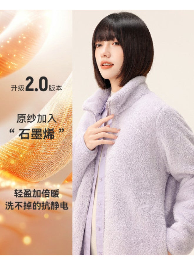 Flying in the snow New Autumn/winter Short Stand Collar Enlarged Pocket Unisex Coral Fleece Jacket - Image 1