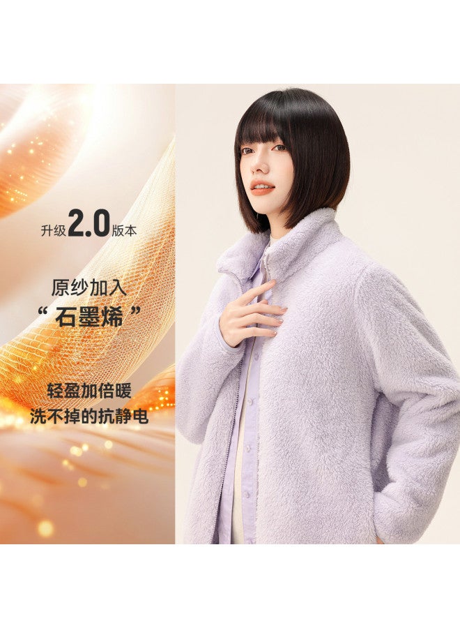 Flying in the snow New Autumn/winter Short Stand Collar Enlarged Pocket Unisex Coral Fleece Jacket - Image 2