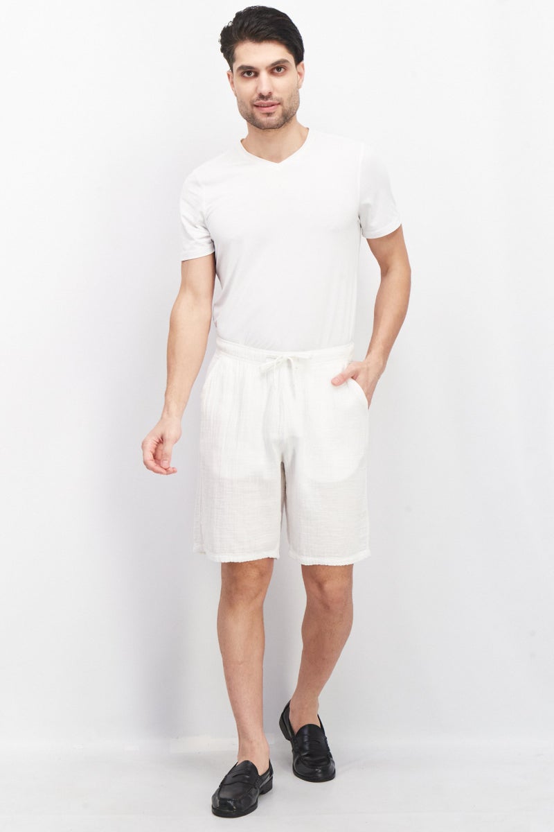 Celio Men Regular Fit Solid Basic Shorts, White - Image 3