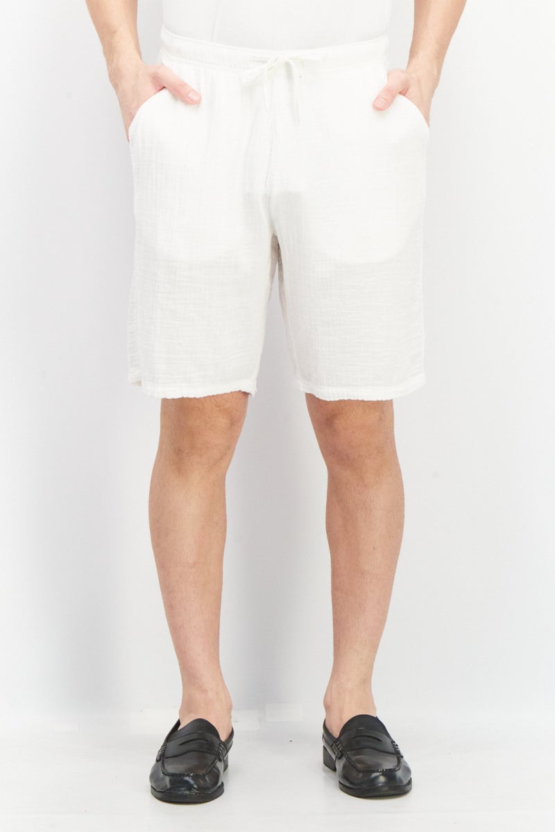 Celio Men Regular Fit Solid Basic Shorts, White - Image 1
