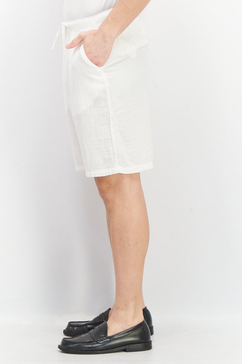 Celio Men Regular Fit Solid Basic Shorts, White - Image 2