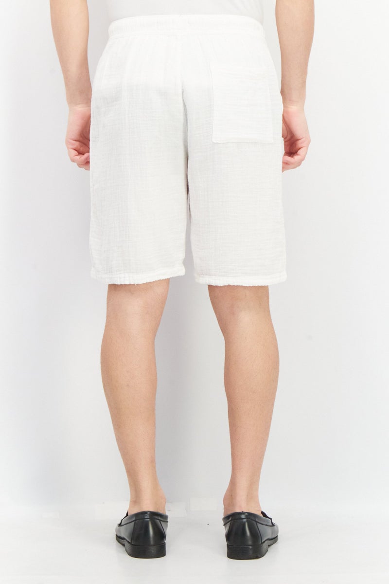 Celio Men Regular Fit Solid Basic Shorts, White - Image 4