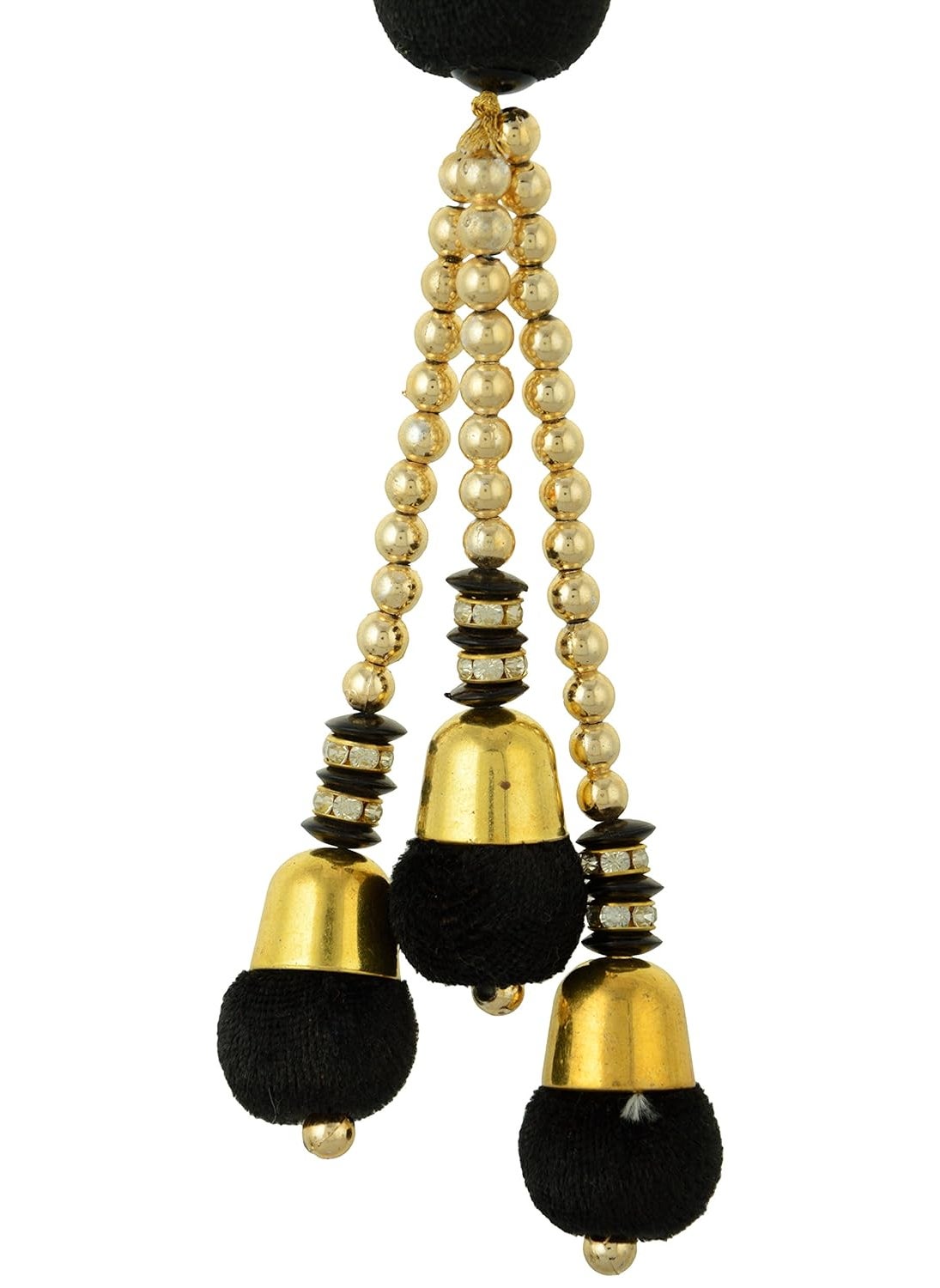 Nishtha Creation Nishtha Creation Hand Work Latkan Velvet 9 cm x 2 cm x 1 cm Black and Gold Pack of 2 BA86  - Image 3