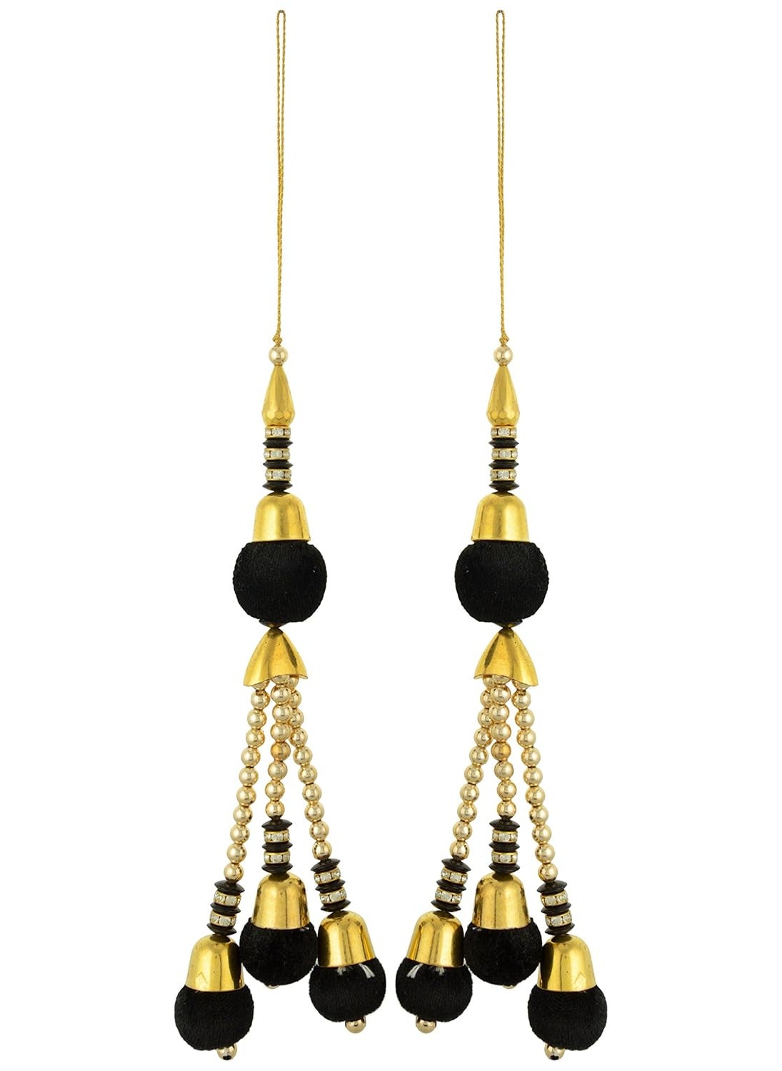Nishtha Creation Nishtha Creation Hand Work Latkan Velvet 9 cm x 2 cm x 1 cm Black and Gold Pack of 2 BA86  - Image 1
