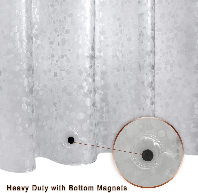Bostofy Waterproof Shower Curtain Liner 8G EVA Thick Shower Curtain with Heavy Duty 3 Bottom Magnets, Shower Liner for Shower Stall, Bathtubs, 3D Pebble Pattern, 72 x 72,12 Hooks - Image 3