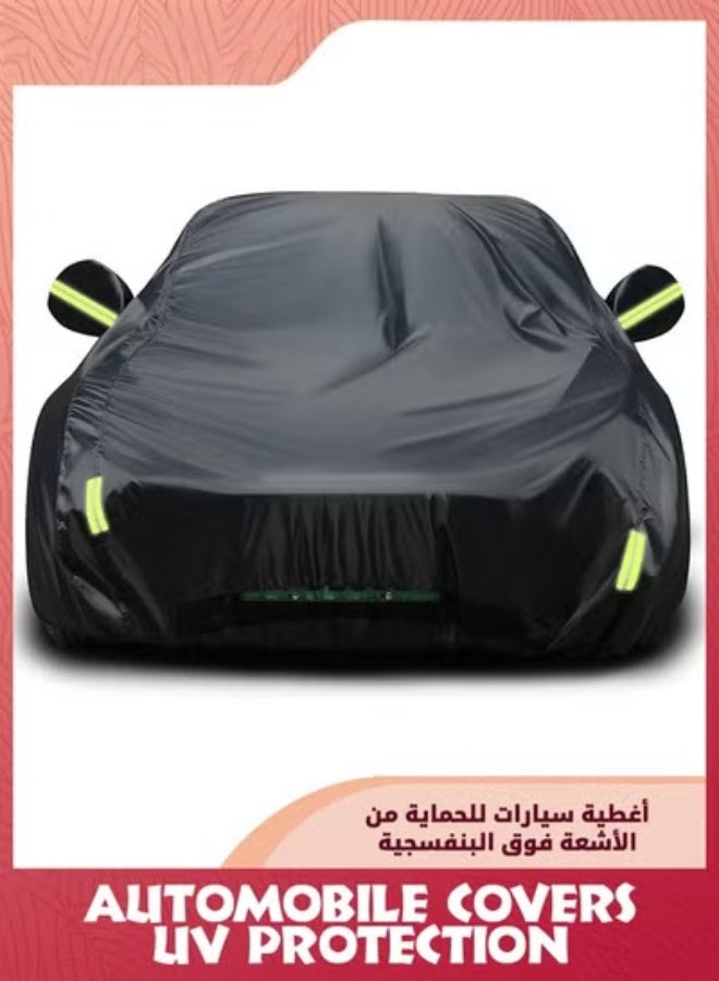 EETU Full Car Covers,Full Exterior Covers For Car,Universal Automobile Cover Waterproof Car Hood For All Weather,Sun Rain Wind Protection Vehicle Cover With Reflective Strip,Black XL-490X190X185CM - Image 1