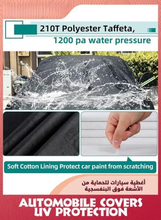 EETU Full Car Covers,Full Exterior Covers For Car,Universal Automobile Cover Waterproof Car Hood For All Weather,Sun Rain Wind Protection Vehicle Cover With Reflective Strip,Black XL-490X190X185CM - Image 5