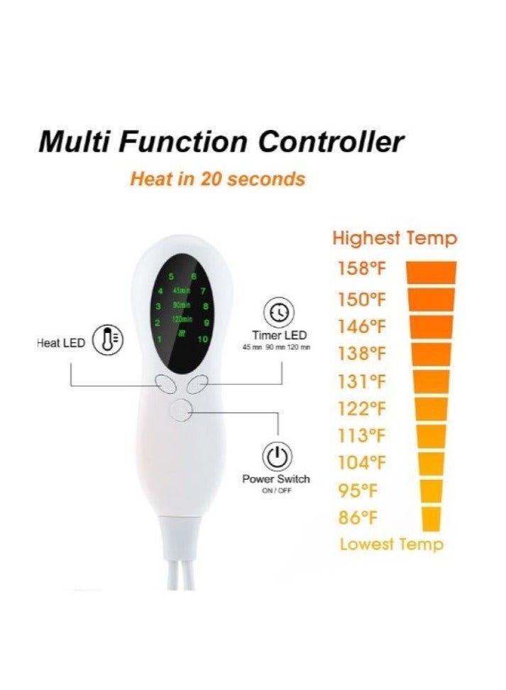 ABJ وسادة تدفئة، وسادة حرارة كهربائية للرقبة والكتفين والظهر والبطن والساقين، تخفيف الألم، علاج طبيعي، تدليك، 10 خيارات حرارة، 4 إعدادات مؤقت، إيقاف تلقائي وقابلة للغسل، 16 × 24 بوصة كبيرة للتدليك. - Image 4