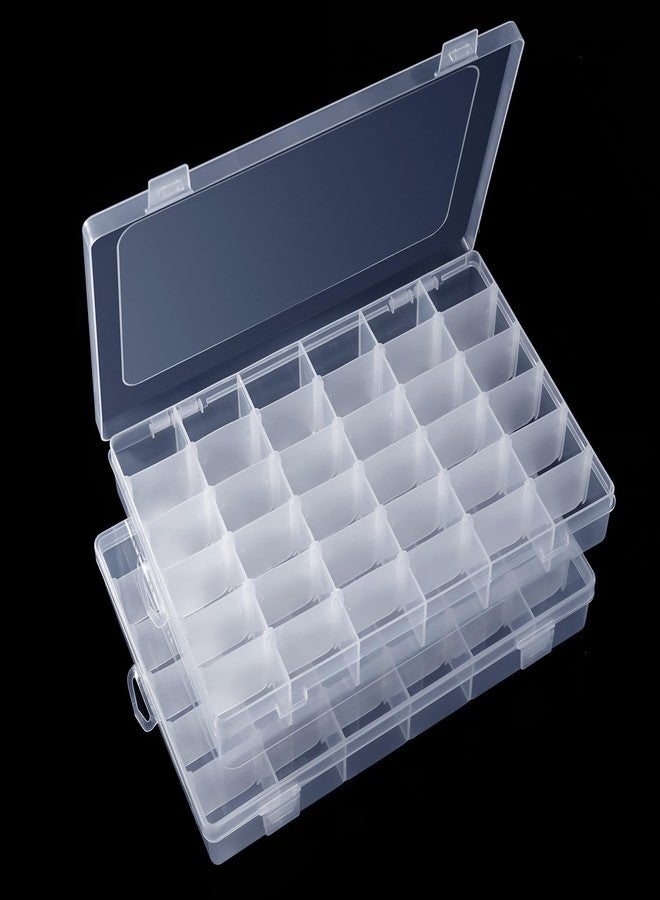 Benbilry 2 Pack 36 Grids Clear Storage Containers Plastic Organizer Box Craft Storage Boxes with Adjustable Dividers for Beads Organizer Art DIY Fishing Tackles Jewelry Crafts - Image 1