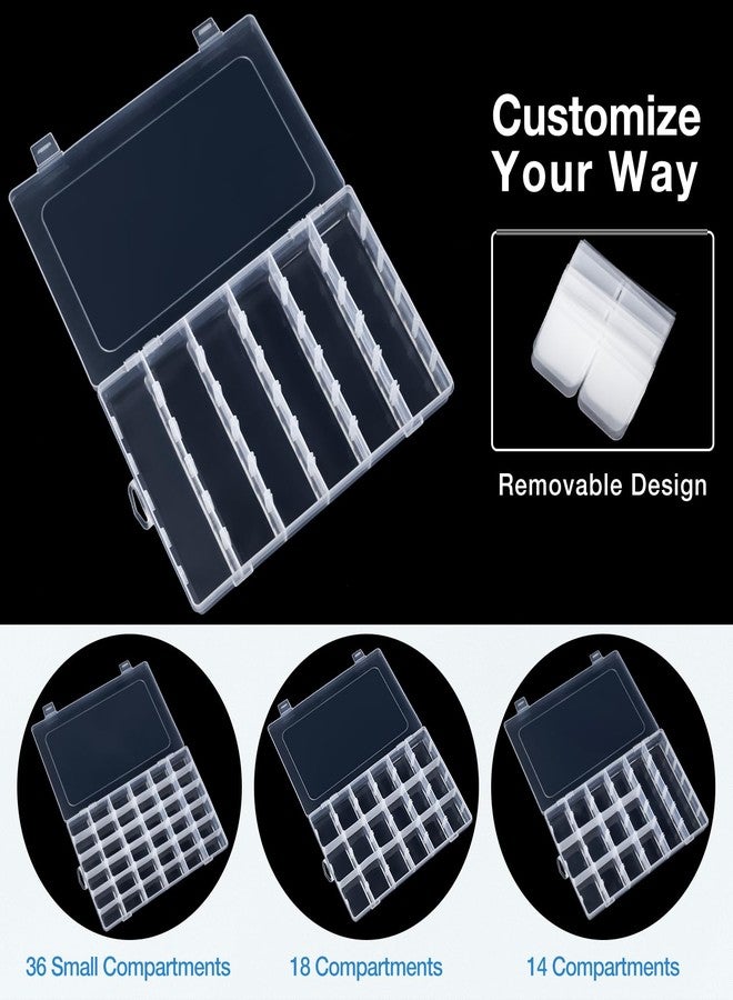 Benbilry 2 Pack 36 Grids Clear Storage Containers Plastic Organizer Box Craft Storage Boxes with Adjustable Dividers for Beads Organizer Art DIY Fishing Tackles Jewelry Crafts - Image 3