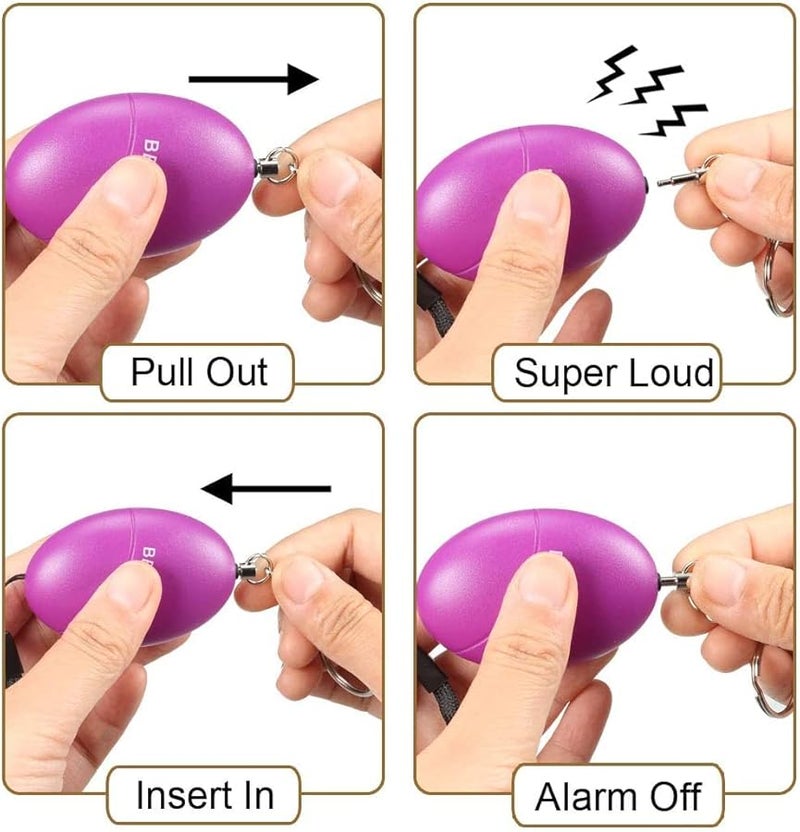 جهاز إنذار شخصي للمفاتيح 120 ديسيبل صفارة عالية الصوت أصفر 3 قطع صوت آمن - Image 2