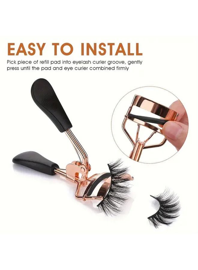 11 Piece Set Golden Wide Angle Eyelash Curler With 10 Silicone Pads Professional Makeup Tool - Image 4