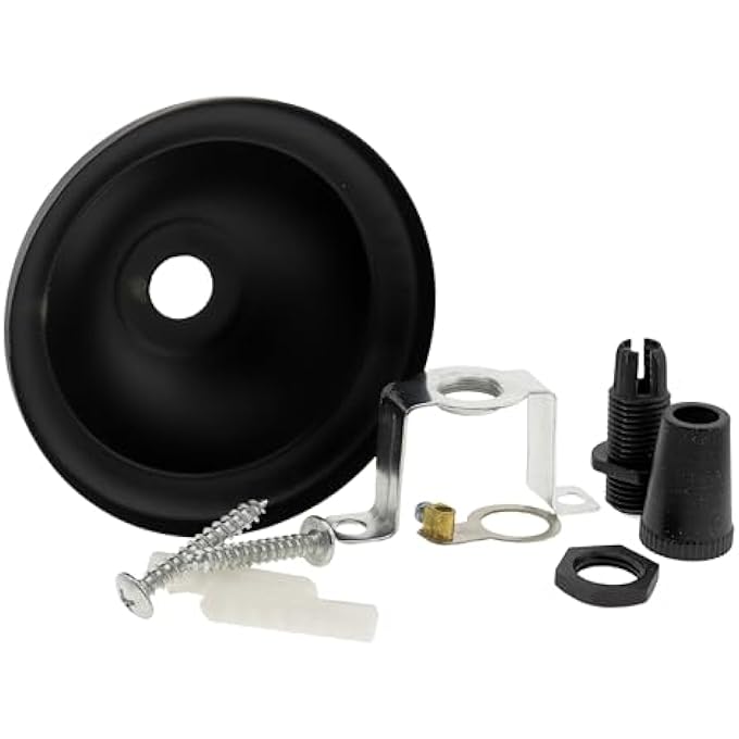 SMALL (67MM) PERIOD STYLED METAL CEILING ROSE WITH A METAL CORD GRIP IN BLACK FINISH - Image 2