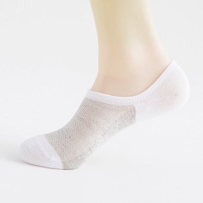 Mens Mesh Invisible Boat Socks Stripe Silicone Blue Gray - Image 2