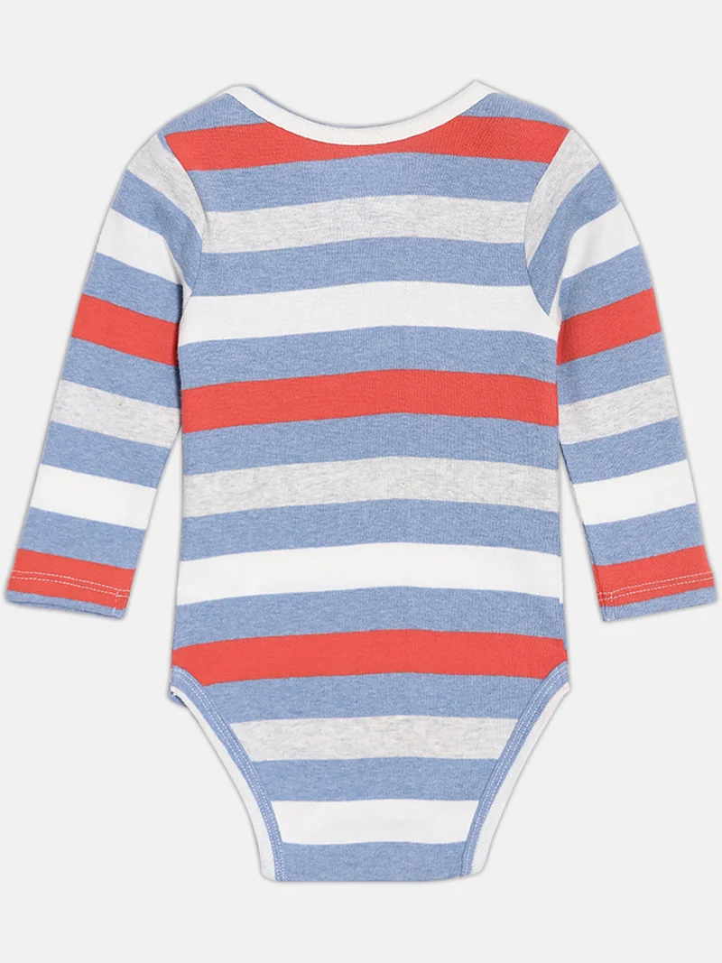 Broon Broon Infant Boys White and Multiocolor Printed Organic Cotton Full Sleeve Bodysuit