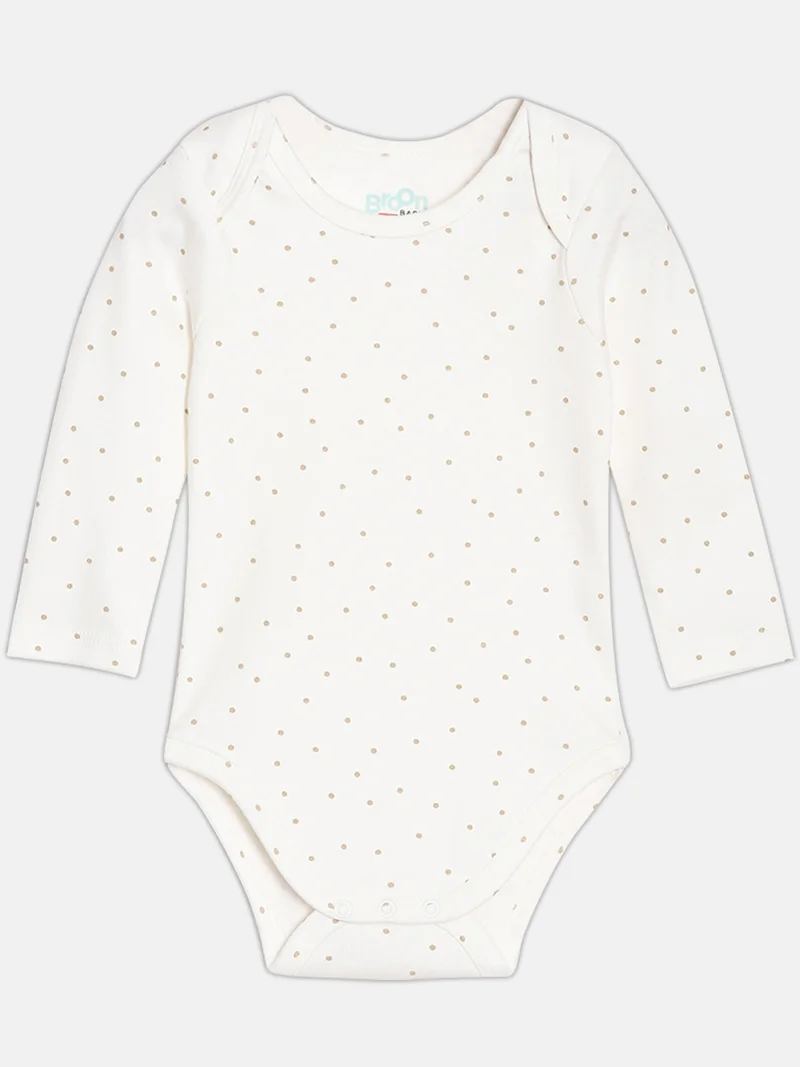 Broon Broon Infant Boys White and Multiocolor Printed Organic Cotton Full Sleeve Bodysuit