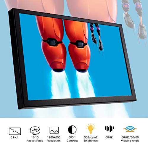 ELECROW 8 Inch Portable Monitor, 1280x800 Mini HD Display with Built-in Speakers, USB Powered, Non-Touch LCD Screen for Raspberry Pi, PC, Laptop, Jetson Nano, Game Consoles - Image 3