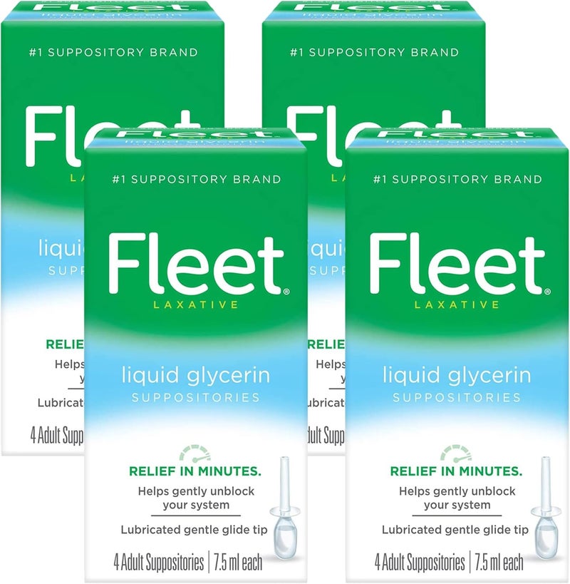 Fleet تحاميل الجلسرين السائلة من فليت للإمساك للبالغين عبوة 4 عدادات - Image 1