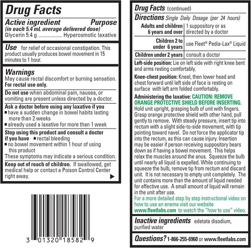 Fleet تحاميل الجلسرين السائلة من فليت للإمساك للبالغين عبوة 4 عدادات - Image 2