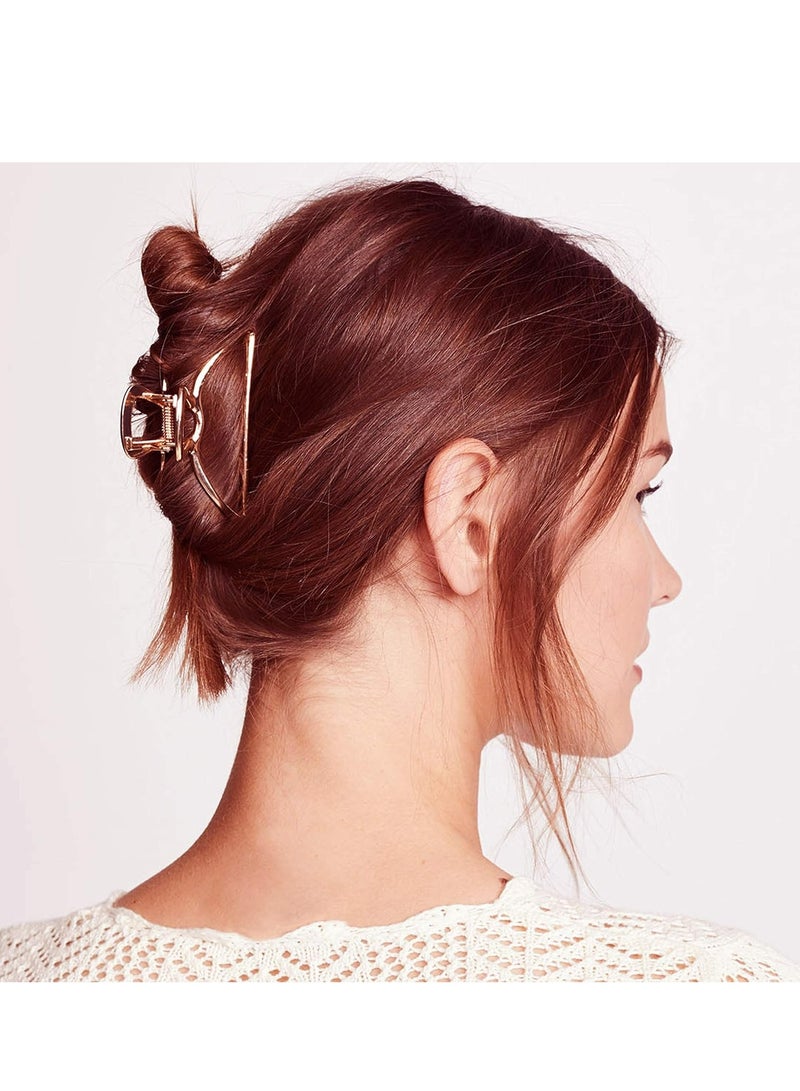 أوزيغالور 4 عبوات من مشابك الشعر المخلبية المعدنية الكبيرة (أسود، فضي، ذهبي، ذهبي وردي) لإكسسوارات الشعر النسائية - Image 2