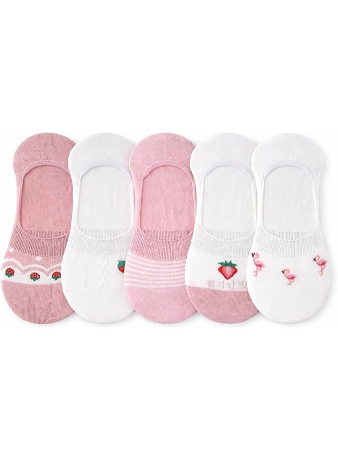 Trendora Cotton Blend Invisible Ankle Socks, Mixed Colours, Regular Size, 5 Pairs with 1 Gift, for Women, Casual - Image 1