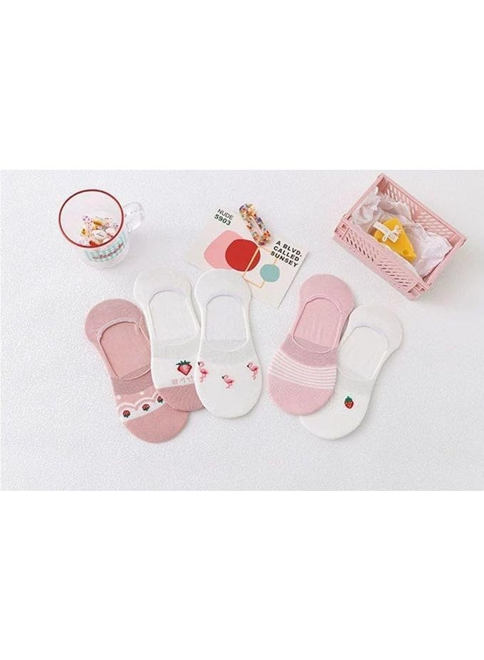 Trendora Cotton Blend Invisible Ankle Socks, Mixed Colours, Regular Size, 5 Pairs with 1 Gift, for Women, Casual - Image 5