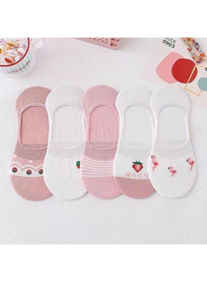 Trendora Cotton Blend Invisible Ankle Socks, Mixed Colours, Regular Size, 5 Pairs with 1 Gift, for Women, Casual - Image 4