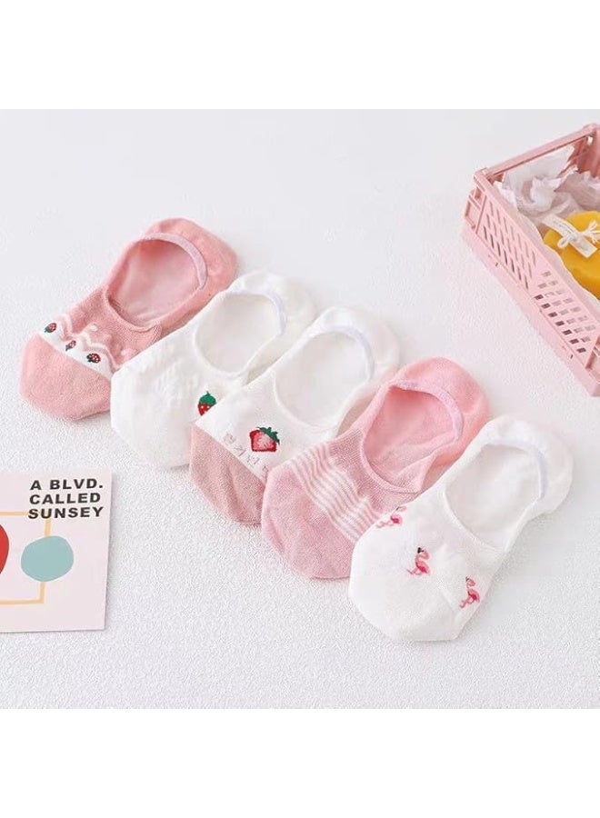 Trendora Cotton Blend Invisible Ankle Socks, Mixed Colours, Regular Size, 5 Pairs with 1 Gift, for Women, Casual - Image 3