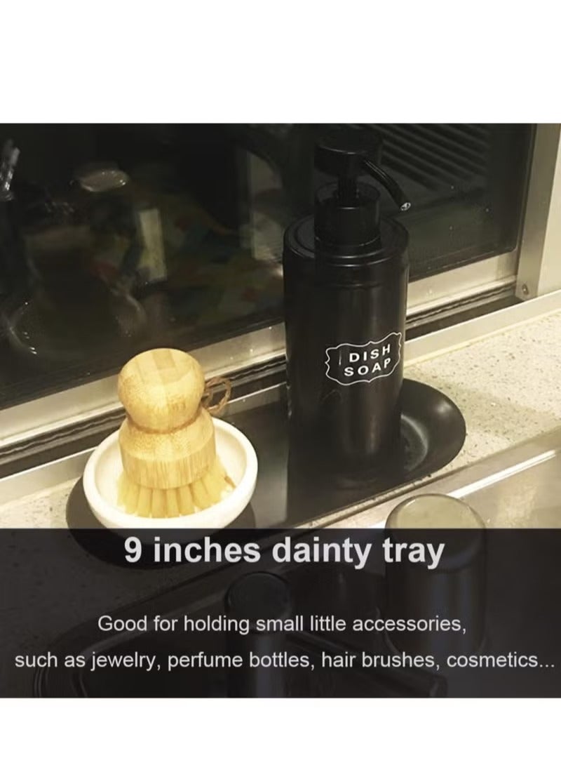 Red Leaf Stainless Steel Decorative Tray, Set of 2, 9 Inch Long, Jewelry Dish Cosmetics Organizer Bathroom Clutter Serving Platter Small Storage Tray, Oval, Matte Black - Image 5