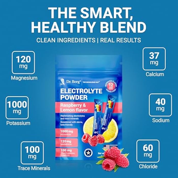 Dr. Berg Nutritionals Dr. Berg (Improved Flavor) Sugar-Free Electrolyte Powder Packets with 1000 mg Potassium | Hydration Packets | Keto Electrolytes for Energy, Recovery & Daily Hydration | 12 Electrolyte Stick Packs - Image 4