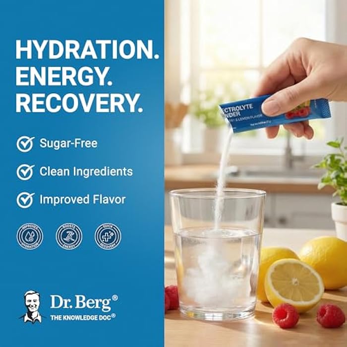 Dr. Berg Nutritionals Dr. Berg (Improved Flavor) Sugar-Free Electrolyte Powder Packets with 1000 mg Potassium | Hydration Packets | Keto Electrolytes for Energy, Recovery & Daily Hydration | 12 Electrolyte Stick Packs - Image 3