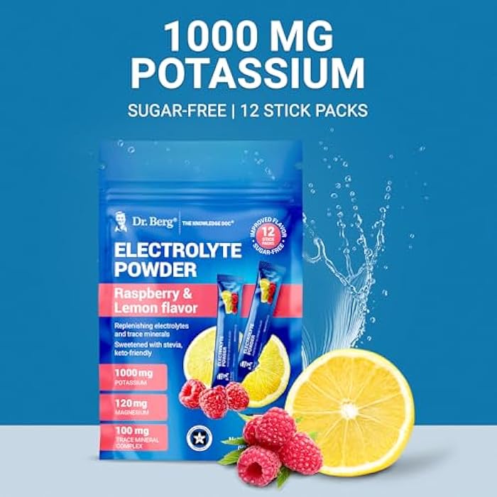 Dr. Berg Nutritionals Dr. Berg (Improved Flavor) Sugar-Free Electrolyte Powder Packets with 1000 mg Potassium | Hydration Packets | Keto Electrolytes for Energy, Recovery & Daily Hydration | 12 Electrolyte Stick Packs - Image 2