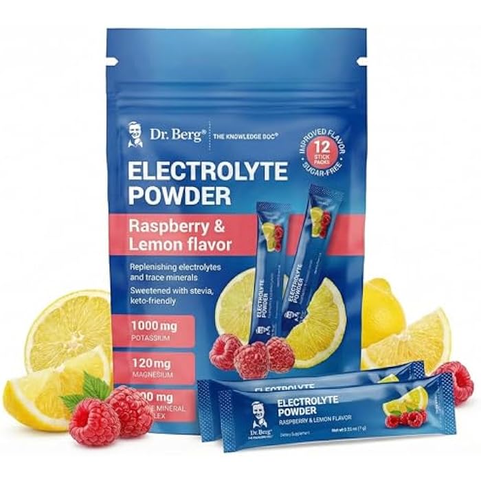 Dr. Berg Nutritionals Dr. Berg (Improved Flavor) Sugar-Free Electrolyte Powder Packets with 1000 mg Potassium | Hydration Packets | Keto Electrolytes for Energy, Recovery & Daily Hydration | 12 Electrolyte Stick Packs - Image 1