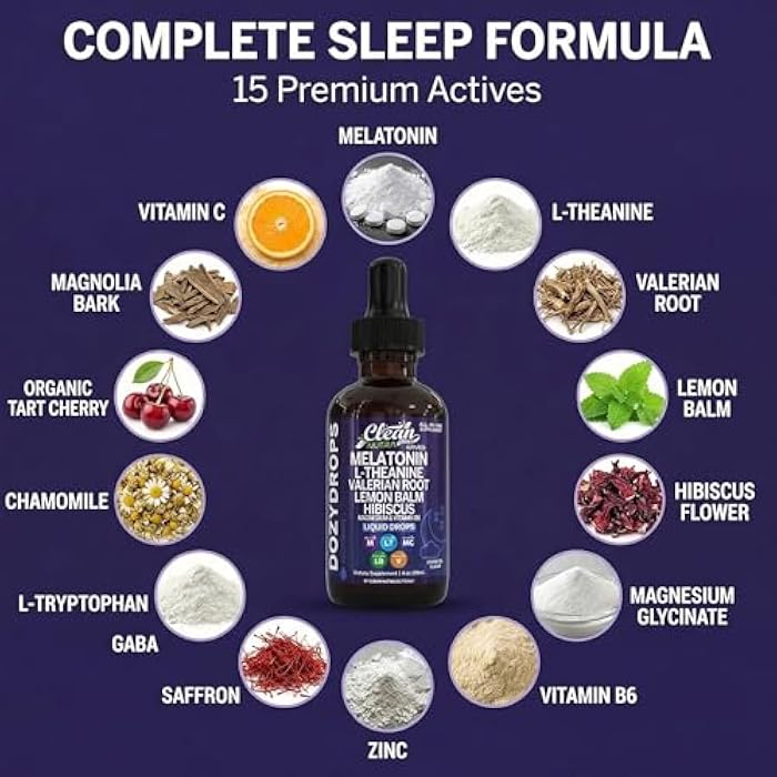 Clean Nutraceuticals Clean Nutra Melatonin 10mg Drops Magnesium Vitamin B6 L-Theanine Valerian Hibiscus Lemon Balm Supplement Liquid Sugar-Free Vegan Non-GMO Natural Sleep Support Aid Lemon Tea Flavor 120mL Formula - Image 4