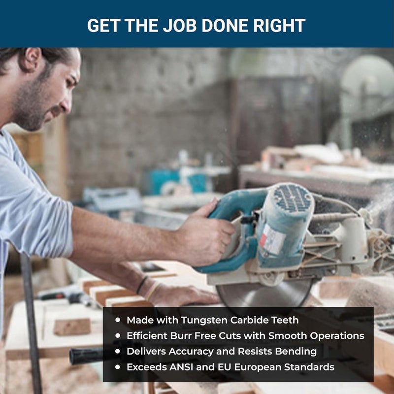 Benchmark Abrasives شفرة منشار دائري TCT 7 1/4 بوصة، مزودة بطرف من كربيد التنجستن لقطع المعادن، شفرة منشار ميتري (7-1/4" 52 سن) لقطع المعادن، الفولاذ المقاوم للصدأ، والمعادن الحديدية. - Image 2