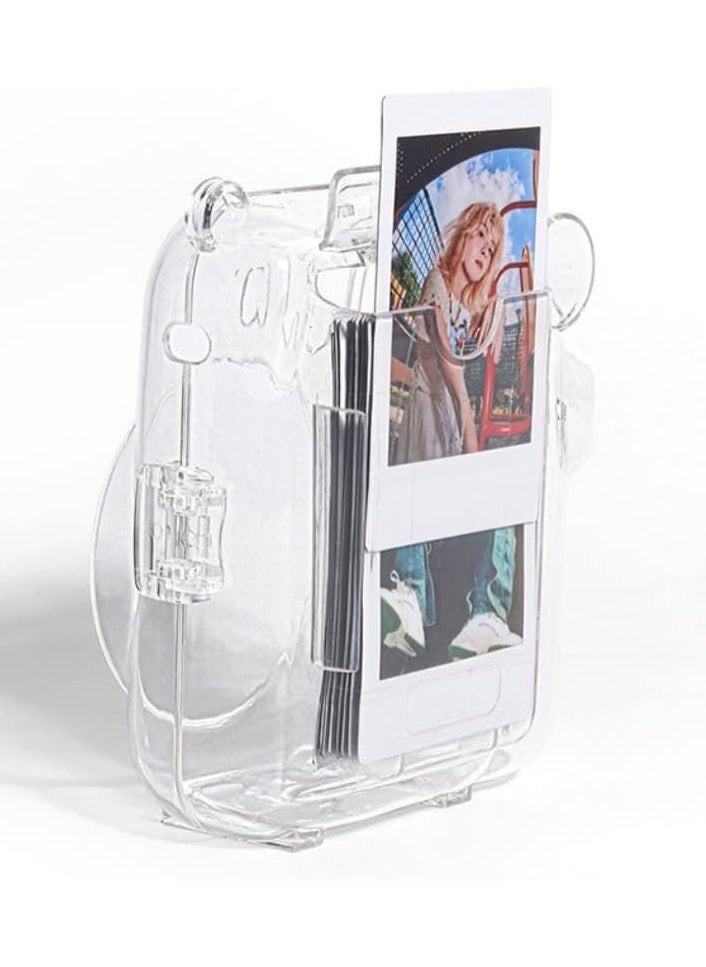 Clear Case Storage Case Compatible with Fujifilm Instax Mini 12 Instant Camera Accessories with Films Pocket Photo Holder，Sticker Decal and Adjustable Shoulder Strap