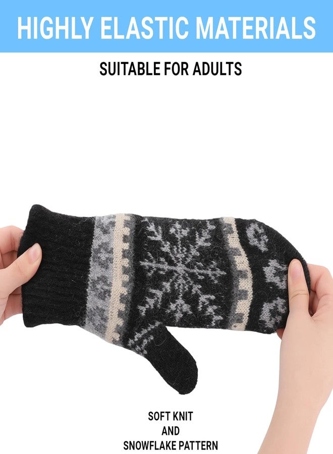 Mealah Winter Warm Mittens for Women Men - Soft-Double Layer-Snowflake Cold Weather Stretch Thick Lining Knitted Gloves - Image 5