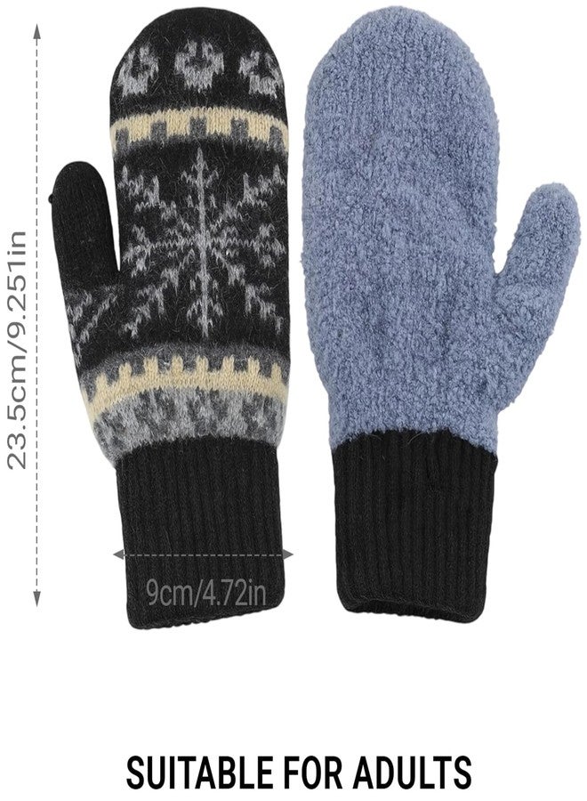 Mealah Winter Warm Mittens for Women Men - Soft-Double Layer-Snowflake Cold Weather Stretch Thick Lining Knitted Gloves - Image 2