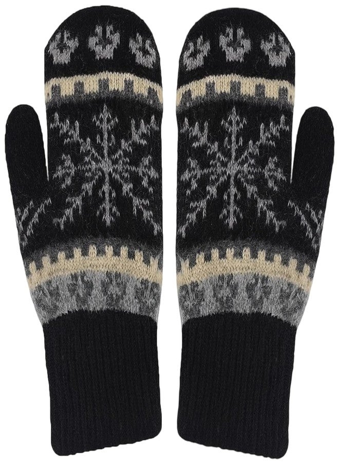Mealah Winter Warm Mittens for Women Men - Soft-Double Layer-Snowflake Cold Weather Stretch Thick Lining Knitted Gloves - Image 3