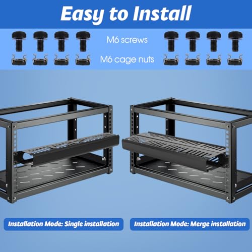 Moocci 2 Pack 19 Inch 1U Server Rack Cable Management -24 Slot Horizontal Rack Mount Cable Manager with Rack Screws - Cable Raceway Wire Duct Channel Track Cord Organizer with Cover for Server Rack & Cabinet - Image 5