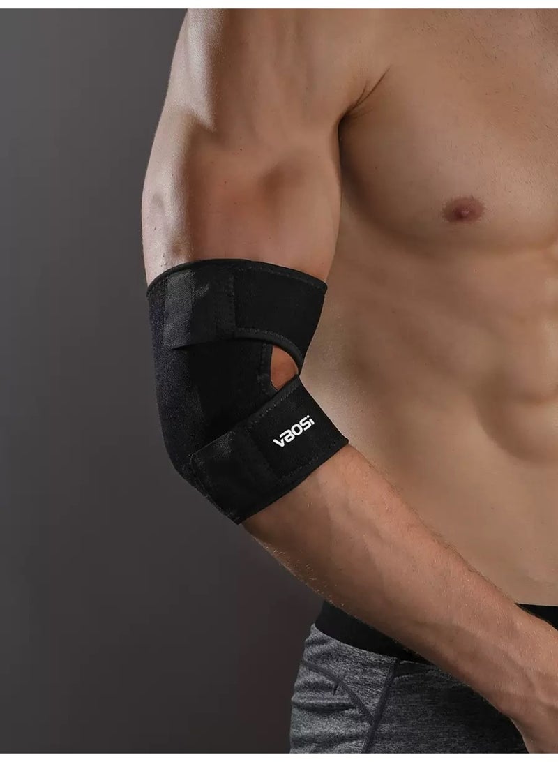 VBOSI Elbow Support Brace, 3D Ergonomic Compression Sleeve with Adjustable Pressure Strap & Breathable Weaving for Joint Pain Relief in Basketball, Gym, Tennis & Cycling (Black) - Image 1