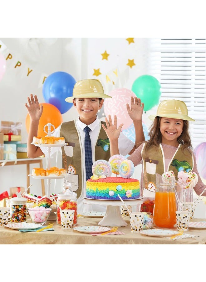 Geyoga 24 Pcs Kids Safari Costume Jungle Birthday Party Decorations Include 8 Plastic Safari Hats 8 Jungle Vest 8 Tote Bags Girls Boys Wild Explorer Costume Outdoor Activity Birthday Halloween Outfit - Image 5