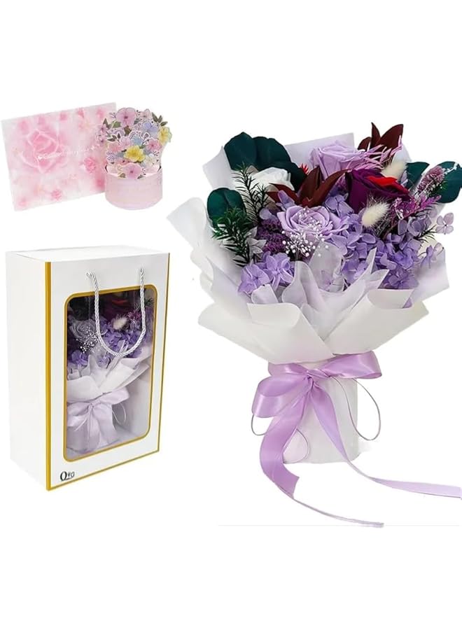 Flower Gifts for Her, Flowers for Delivery, Preserved Roses Bouquets, Purple Roses, Birthday Gifts for Women, Mothers Day Flowers for Mom