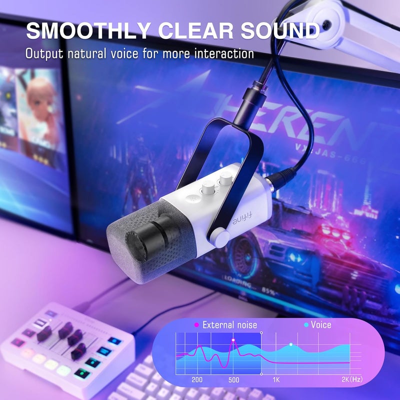 FIFINE AmpliGame KS5W Streaming Equipment Bundle - XLR/USB Dynamic Gaming Microphone Set with Audio Mixer - Image 3