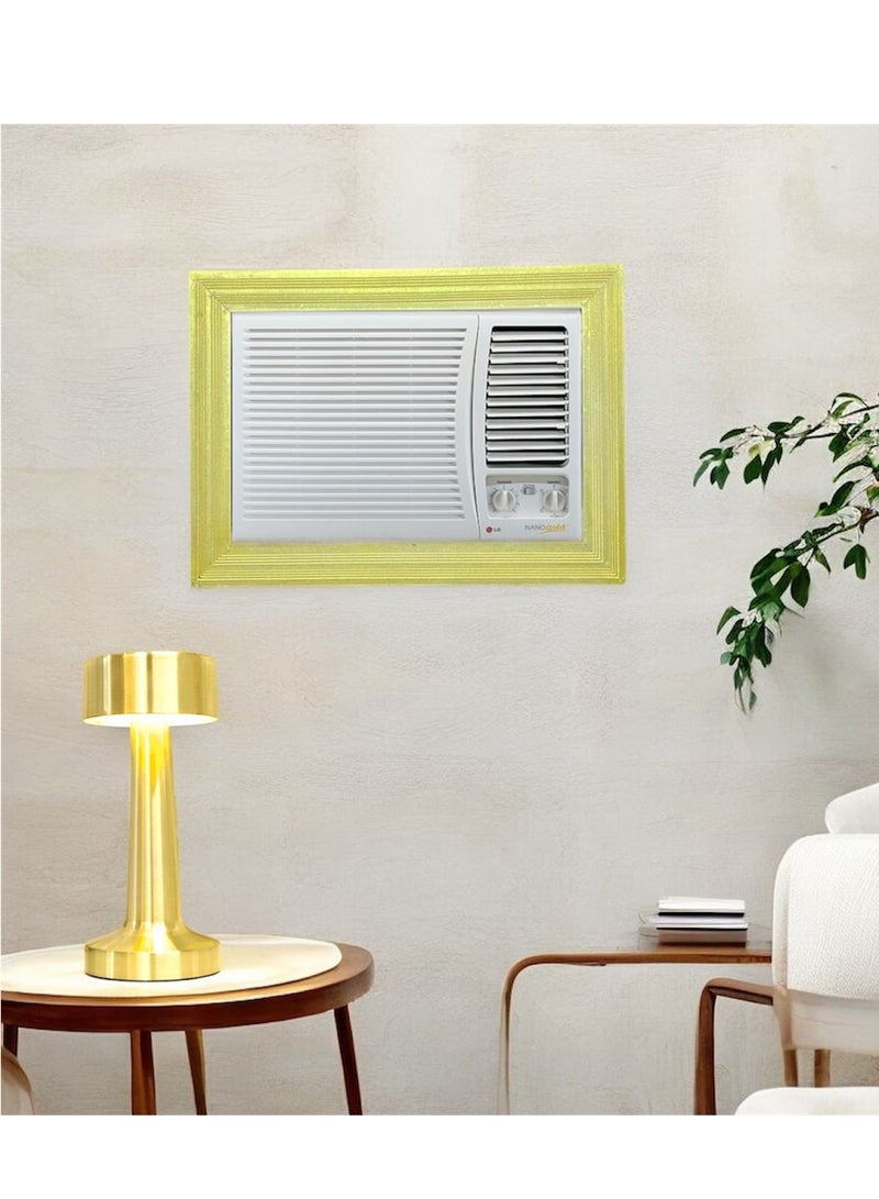 بهنس برواز مكيف شباك خشب ذهبي جاهز عالي الجودة براويز مكيفات اطار ديكور مانعة للغبار والحشرات يحافظ على هواء التكييف سهولة الفك التركيب التنظيف - Image 1