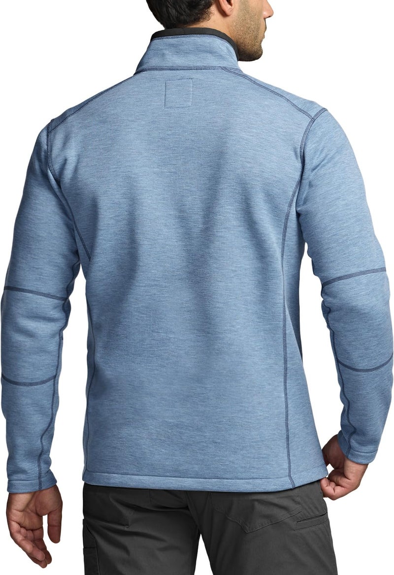 CQR Men's Thermal Fleece Quarter Zip Sweater, Outdoor Lightweight Long Sleeve Pullover, Casual Mock Neck Polo Sweaters, Crest Ocean, 3X-Large - Image 2