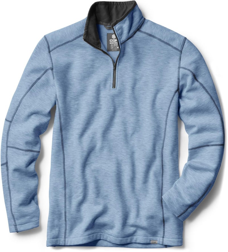 CQR Men's Thermal Fleece Quarter Zip Sweater, Outdoor Lightweight Long Sleeve Pullover, Casual Mock Neck Polo Sweaters, Crest Ocean, 3X-Large - Image 3