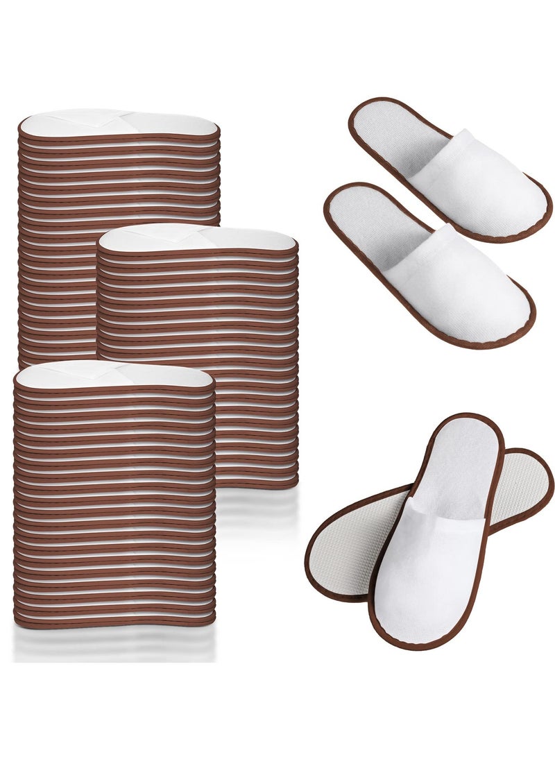 15 Pairs of Disposable Slippers Non-slip Hotel Slippers Men Women Family Wedding Travel Party Fluffy Closed Toe White Spa Slippers - Image 1