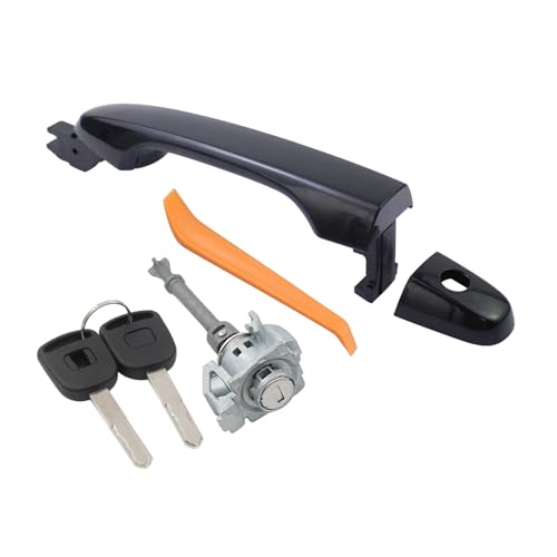 MOTOKU Front Left Exterior Door Handle Black and Door Lock Cylinder Kit wKeys for Honda CRV 20122016 Civic 20122015 - Image 1