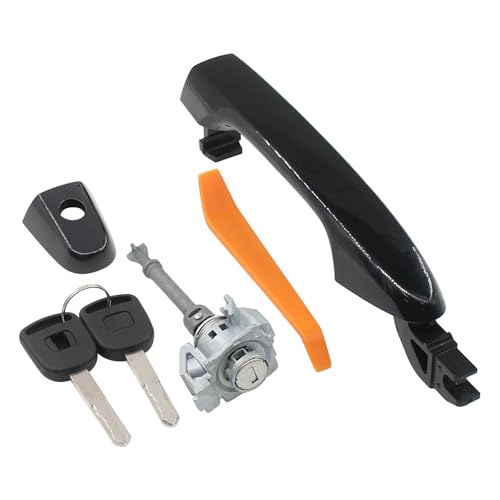 MOTOKU Front Left Exterior Door Handle Black and Door Lock Cylinder Kit wKeys for Honda CRV 20122016 Civic 20122015 - Image 3